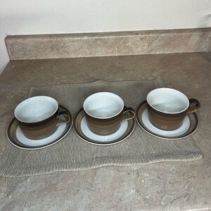 Mikasa Brown and White Ceramic Teacup Set